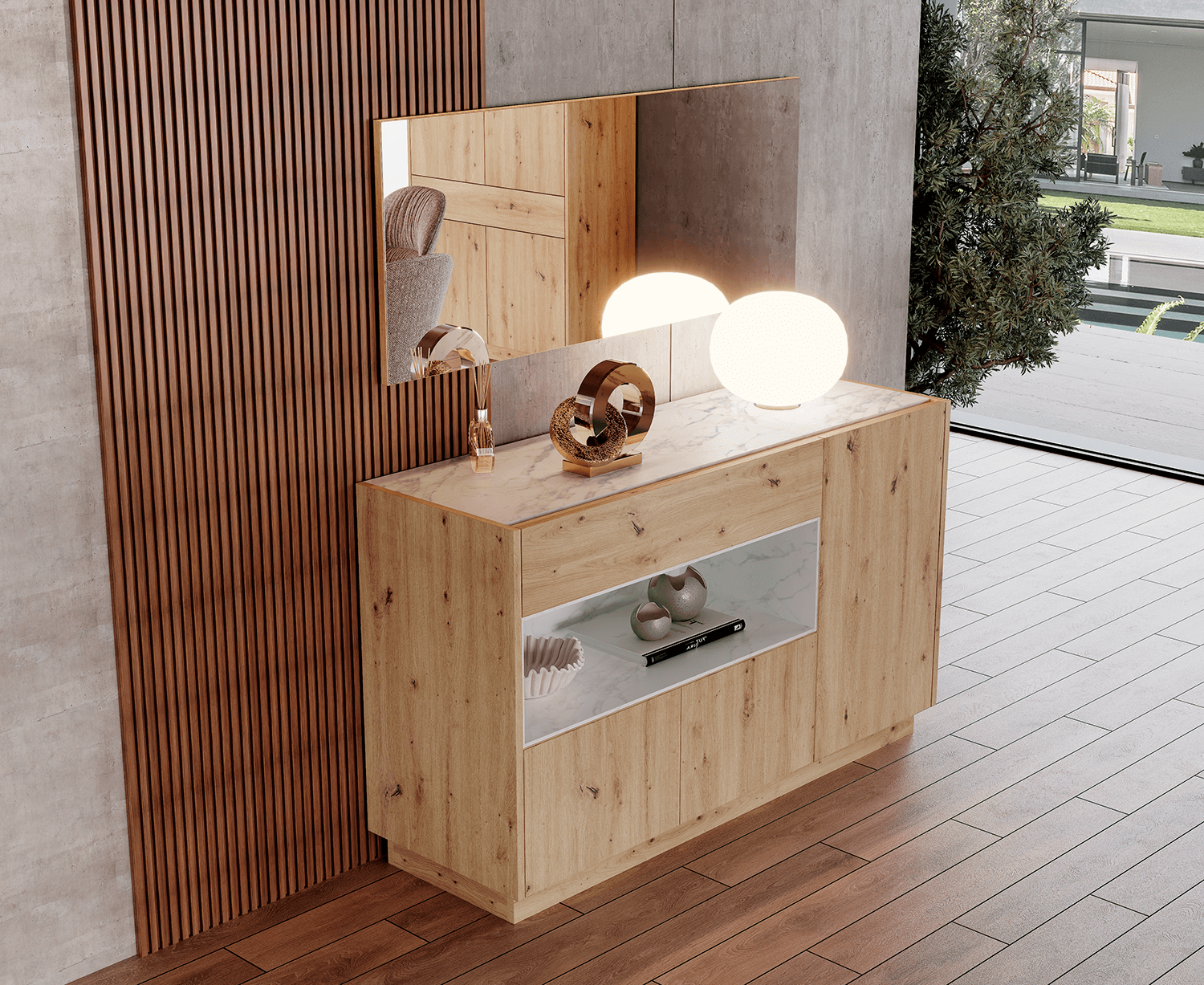 APARADOR 3 PORTAS 1 GAVETA C/NICHO